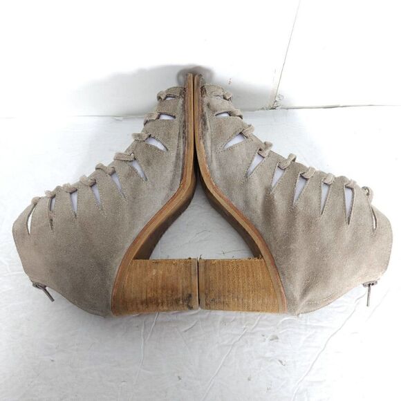 Jeffrey Campbell Women's Corwin US8 Taupe Suede Open Toe Lace-up Ankle Booties - Picture 10 of 14